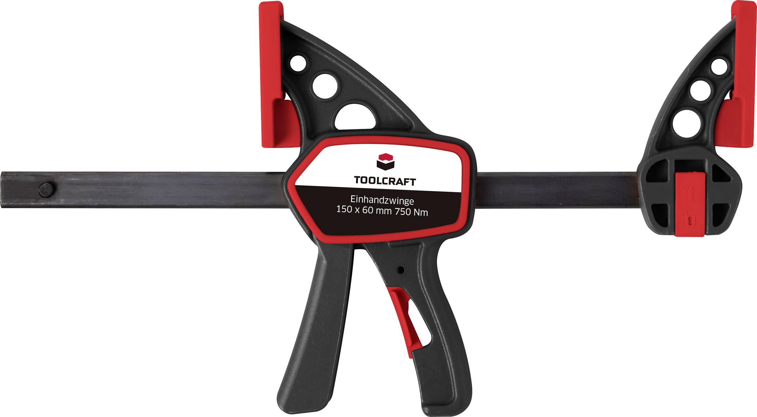 TOOLCRAFT TO-4986708 Einhandzwinge Spann-Weite (max.):150 mm Produktabmessung, Länge: 283 mm Ausladungs-Maße:63 mm