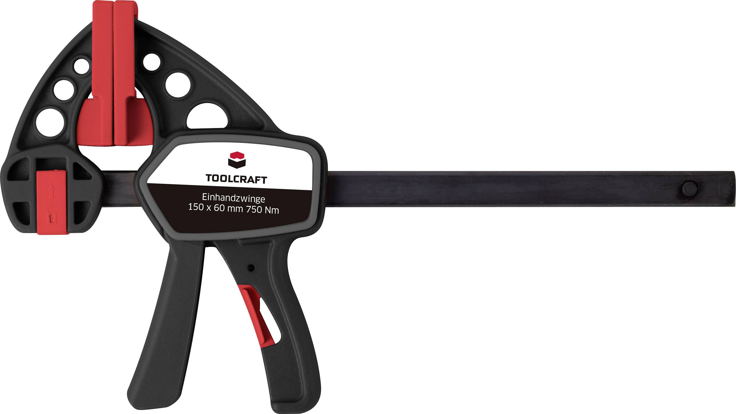 TOOLCRAFT TO-4986708 Einhandzwinge Spann-Weite (max.):150 mm Produktabmessung, Länge: 283 mm Ausladungs-Maße:63 mm