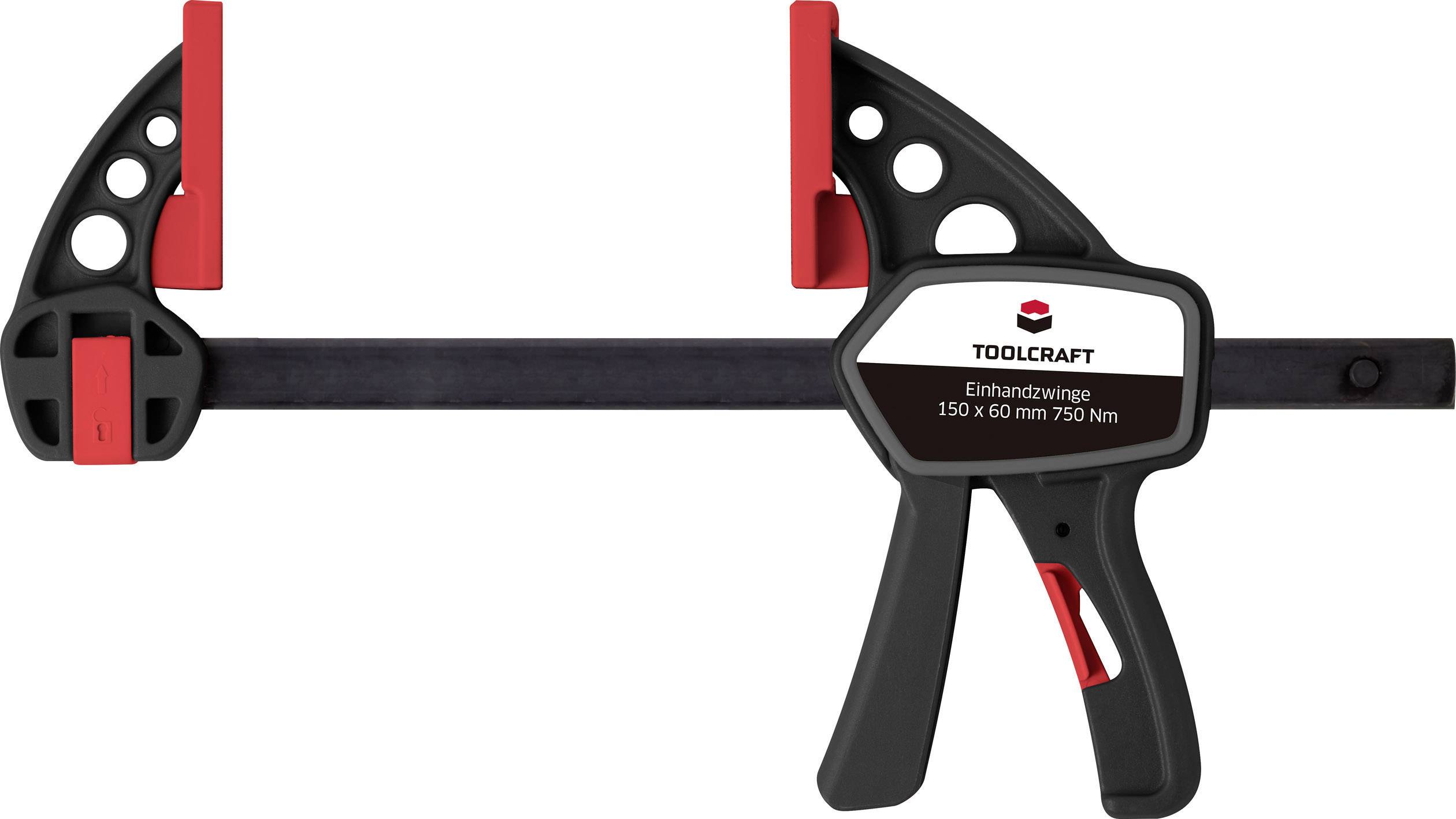 Einhandzwinge 150 x 60 mm 750 Nm TOOLCRAFT TO-4986708 Spann-Weite (max.):150 mm Produktabmessung, Länge: 283 mm Ausladungs-Maße:63 mm