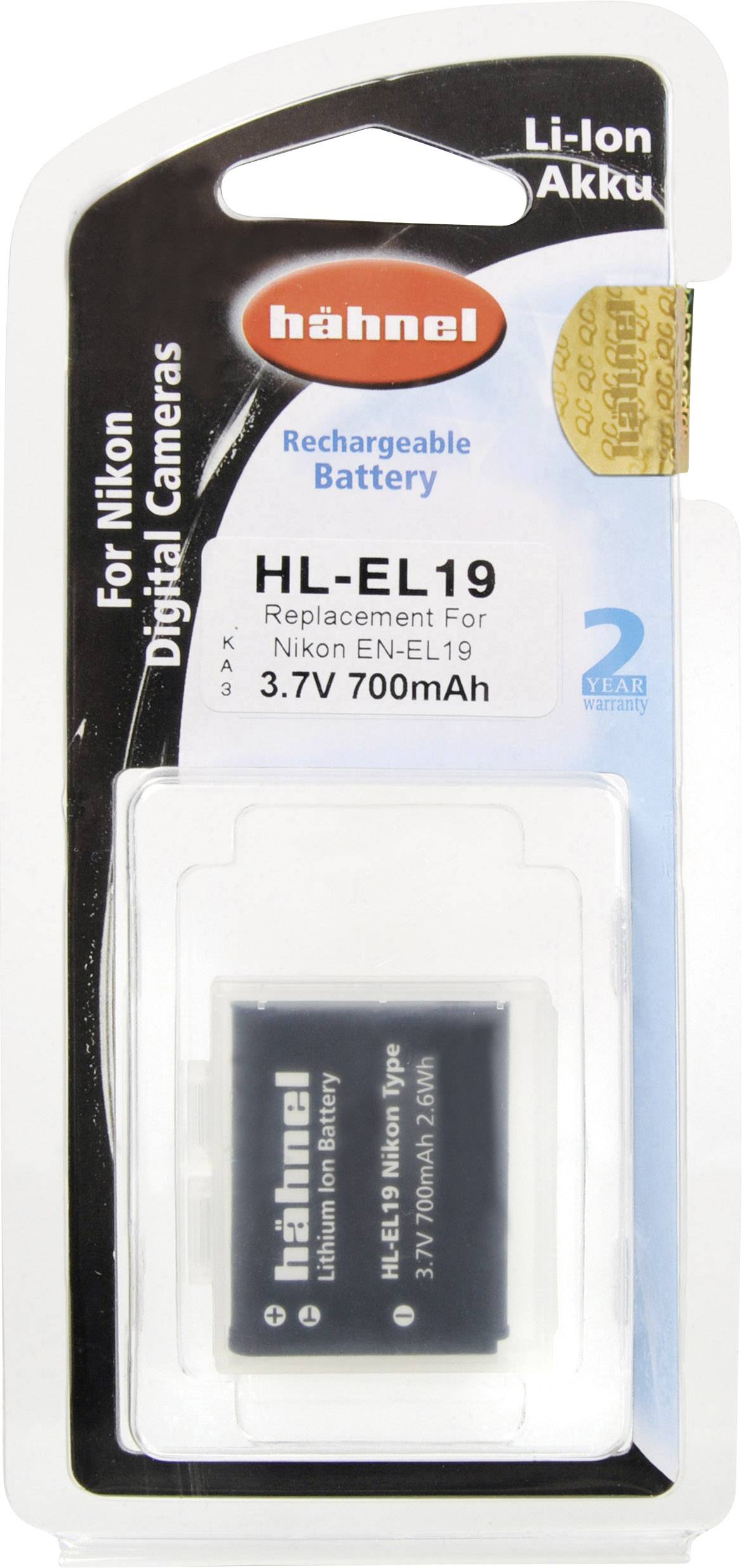 Hähnel Fototechnik HL-EL19 Kamera-Akku ersetzt Original-Akku (Kamera) EN-EL19 3.7V 700 mAh