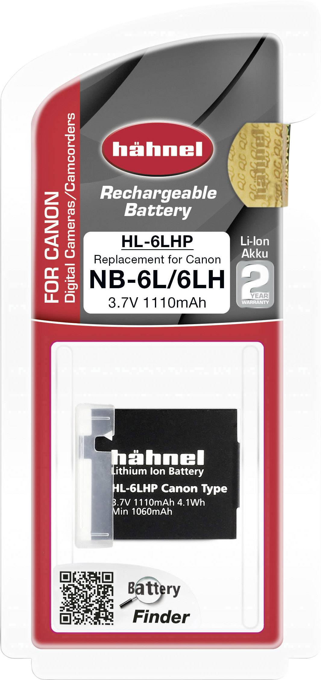 Hähnel Fototechnik HL-6LHP Kamera-Akku ersetzt Original-Akku (Kamera) NB-6L, NB-6LH 3.7 V 1110 mAh