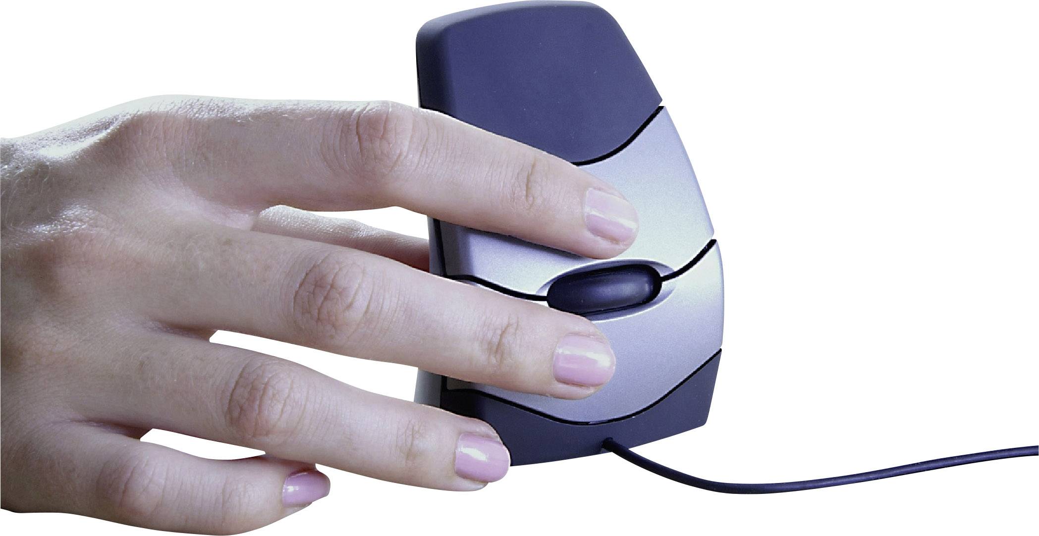 BakkerElkhuizen DXT Precision Ergonomische Maus USB Optisch Schwarz, Silber 3 Tasten 2000 dpi Ergonomisch