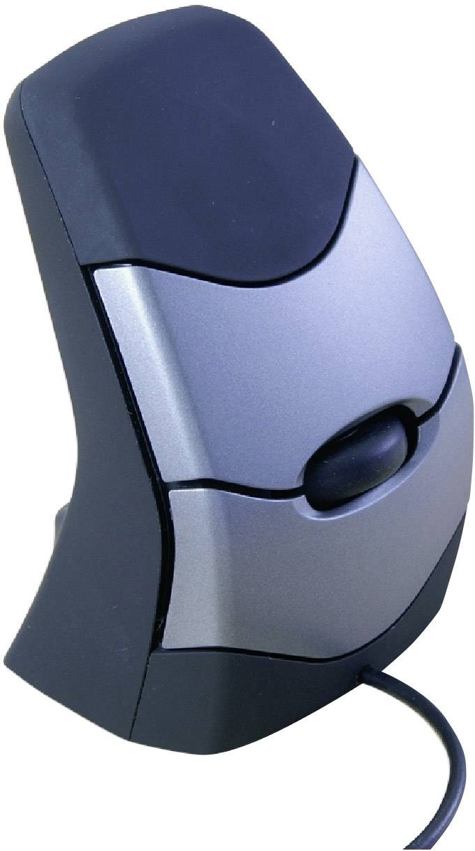 BakkerElkhuizen DXT Precision Ergonomische Maus USB Optisch Schwarz, Silber 3 Tasten 2000 dpi Ergonomisch