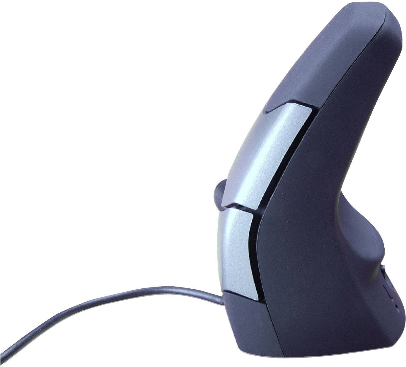 BakkerElkhuizen DXT Precision Ergonomische Maus USB Optisch Schwarz, Silber 3 Tasten 2000 dpi Ergonomisch