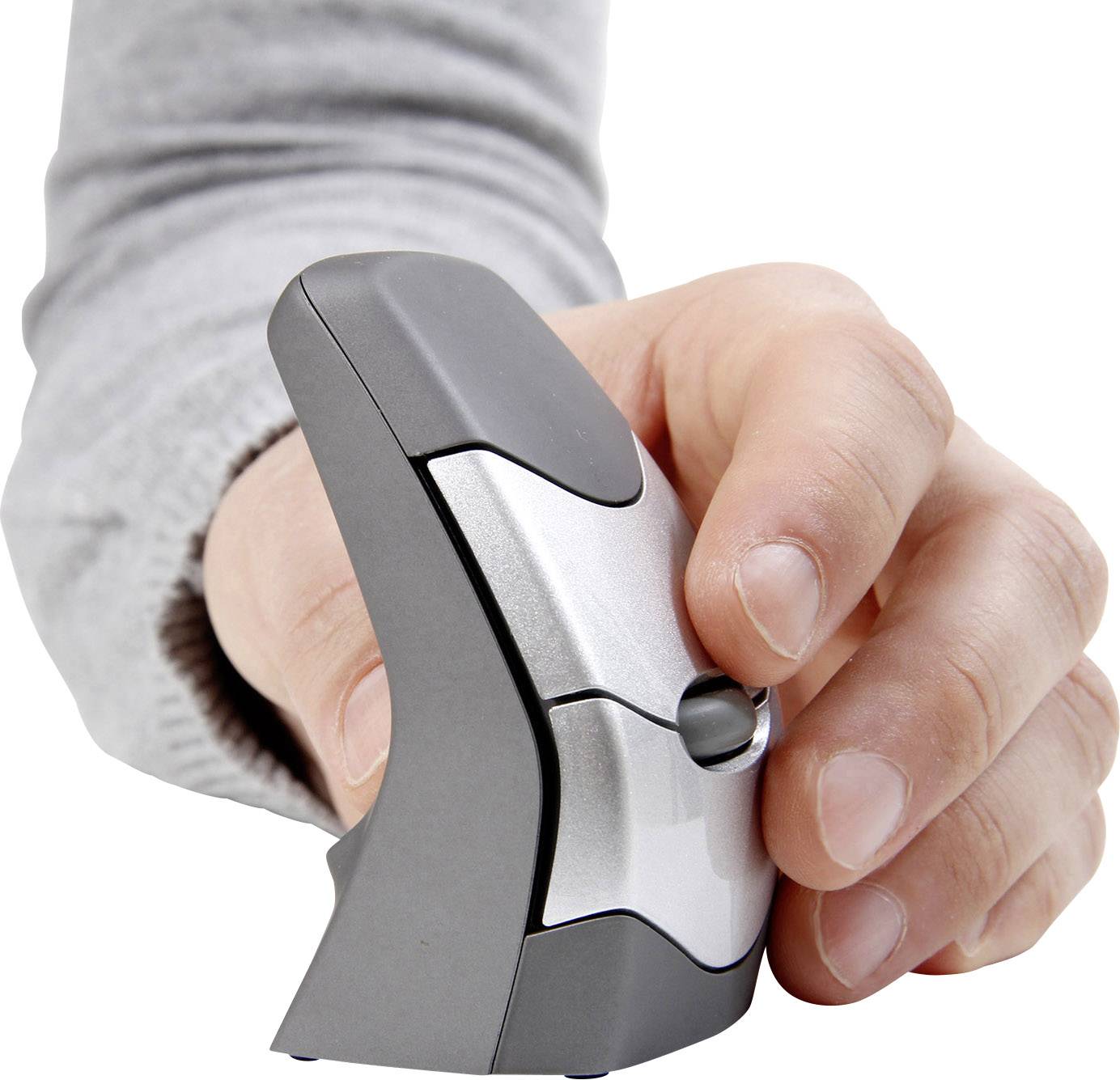 BakkerElkhuizen DXT Precision Wireless Ergonomische Maus Funk Optisch Grau, Silber 2000 dpi Ergonomisch