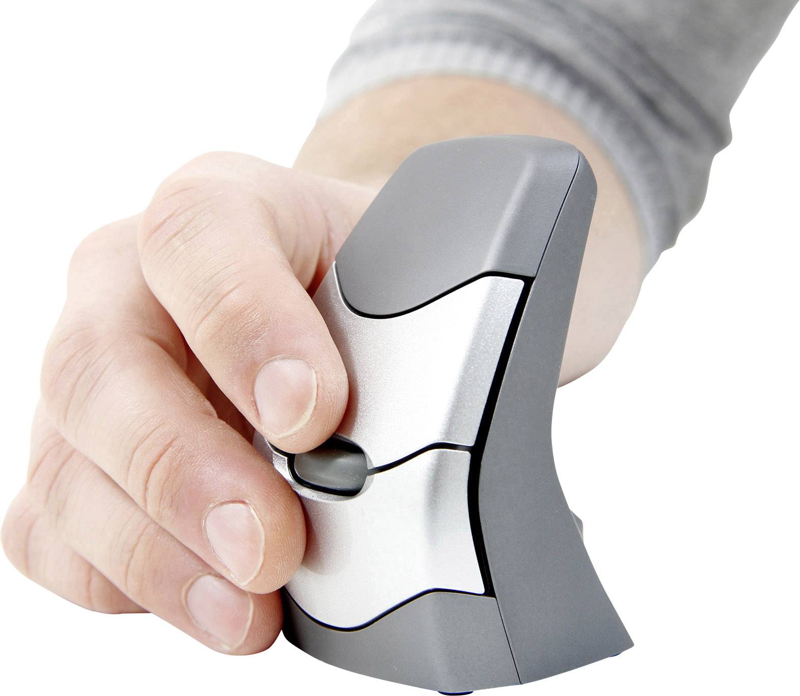 BakkerElkhuizen DXT Precision Wireless Ergonomische Maus Funk Optisch Grau, Silber 2000 dpi Ergonomisch