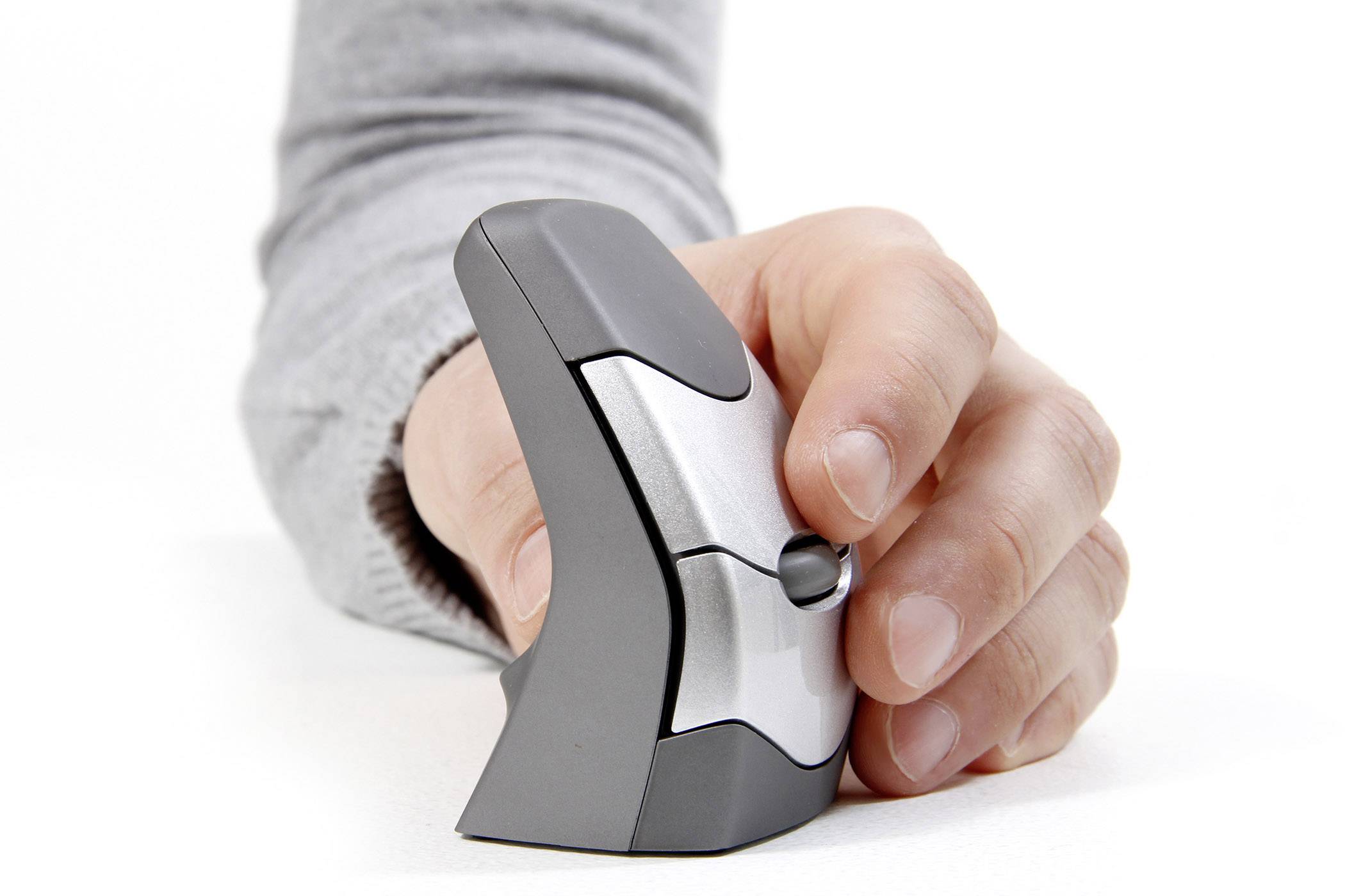 BakkerElkhuizen DXT Precision Wireless Ergonomische Maus Funk Optisch Grau, Silber 2000 dpi Ergonomisch