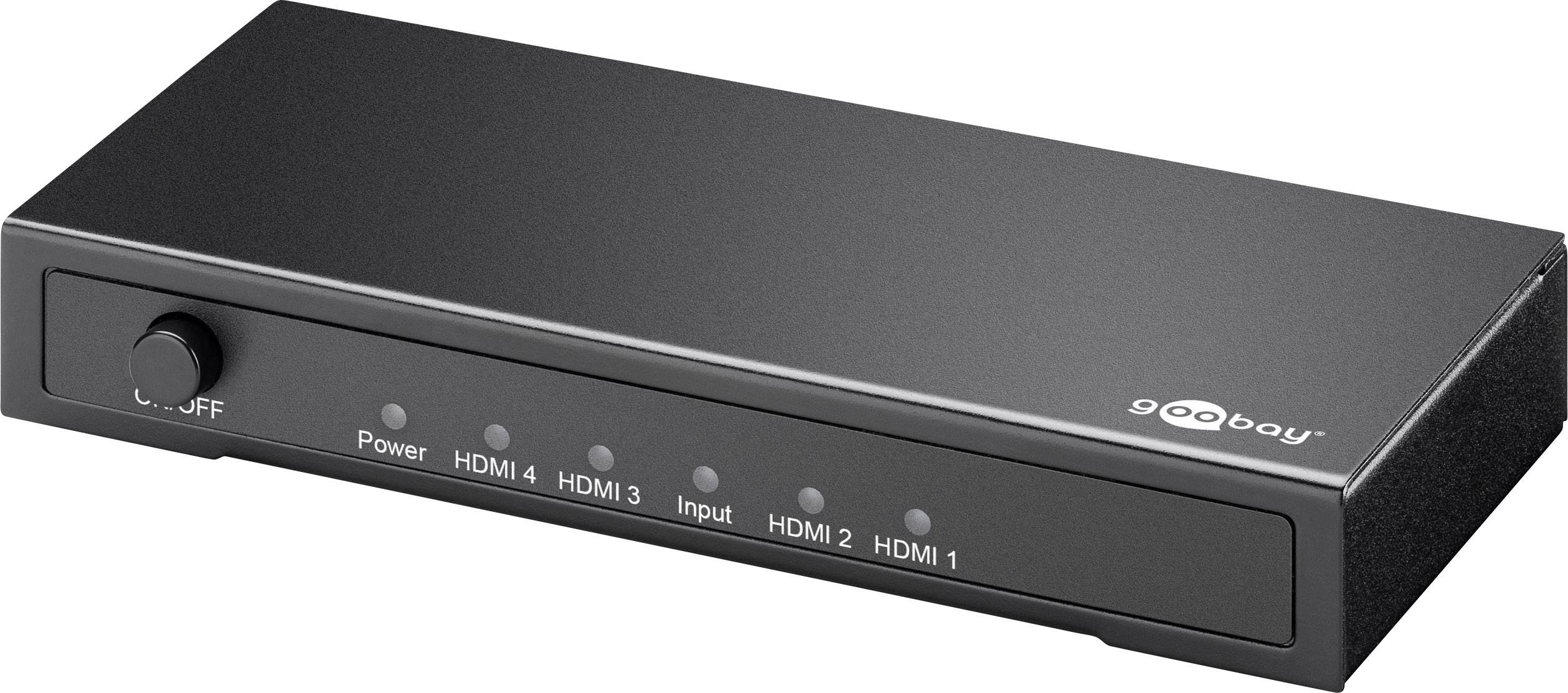 Goobay 58978 4 Port HDMI-Splitter LED-Anzeige, Ultra HD-fähig 3840 x 2160 Pixel Schwarz