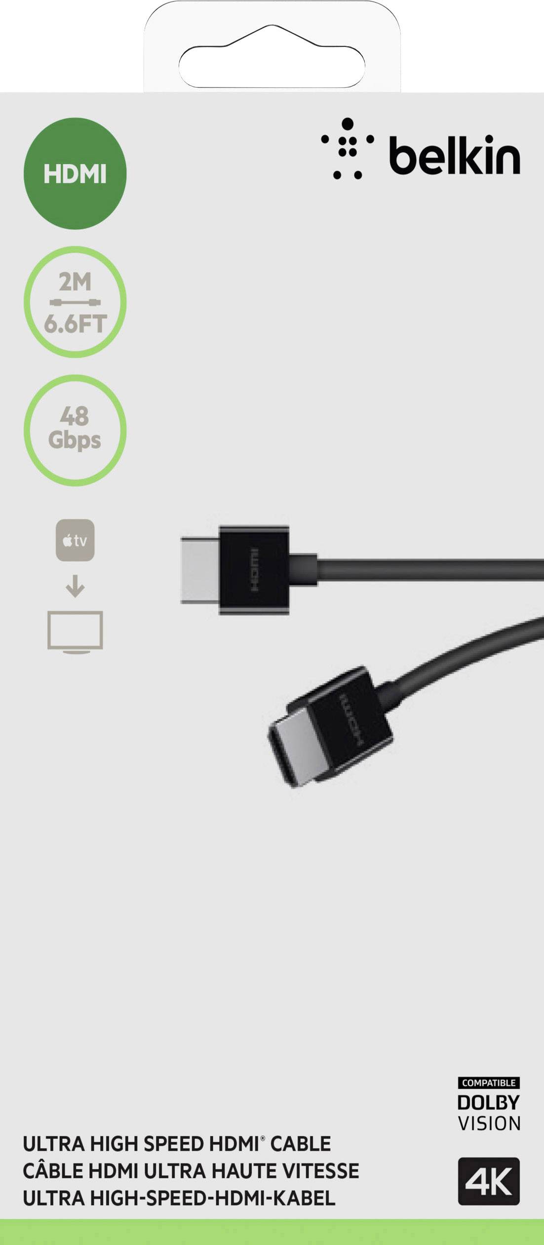 Belkin HDMI Anschlusskabel HDMI-A Stecker, HDMI-A Stecker 2.00m Schwarz AV10175bt2M-BLK Ultra HD (4k) HDMI HDMI-Kabel