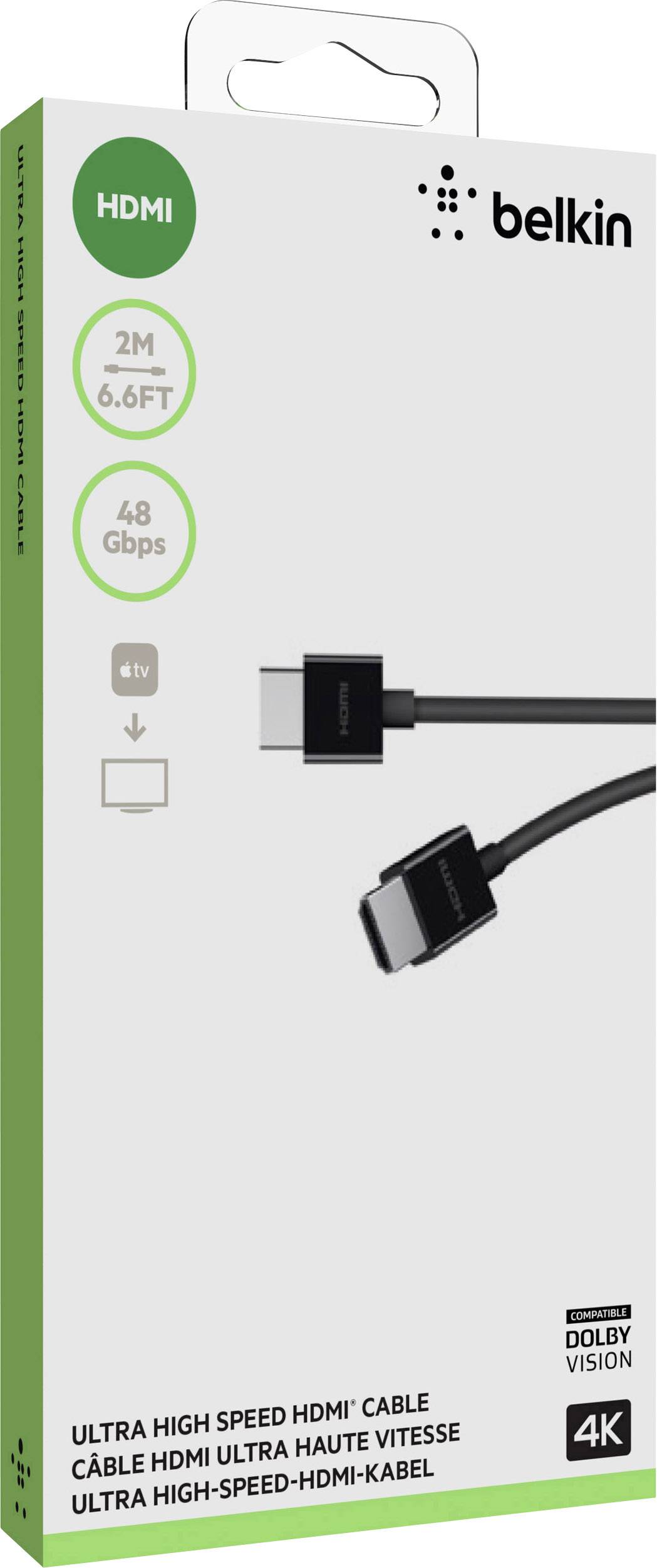 Belkin HDMI Anschlusskabel HDMI-A Stecker, HDMI-A Stecker 2.00m Schwarz AV10175bt2M-BLK Ultra HD (4k) HDMI HDMI-Kabel