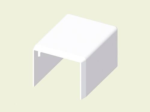 Ein weißer, rechteckiger Kabelkanal-Eckbogen zur Verdeckung von Kabeln, gegen einen hellgrauen Hintergrund.