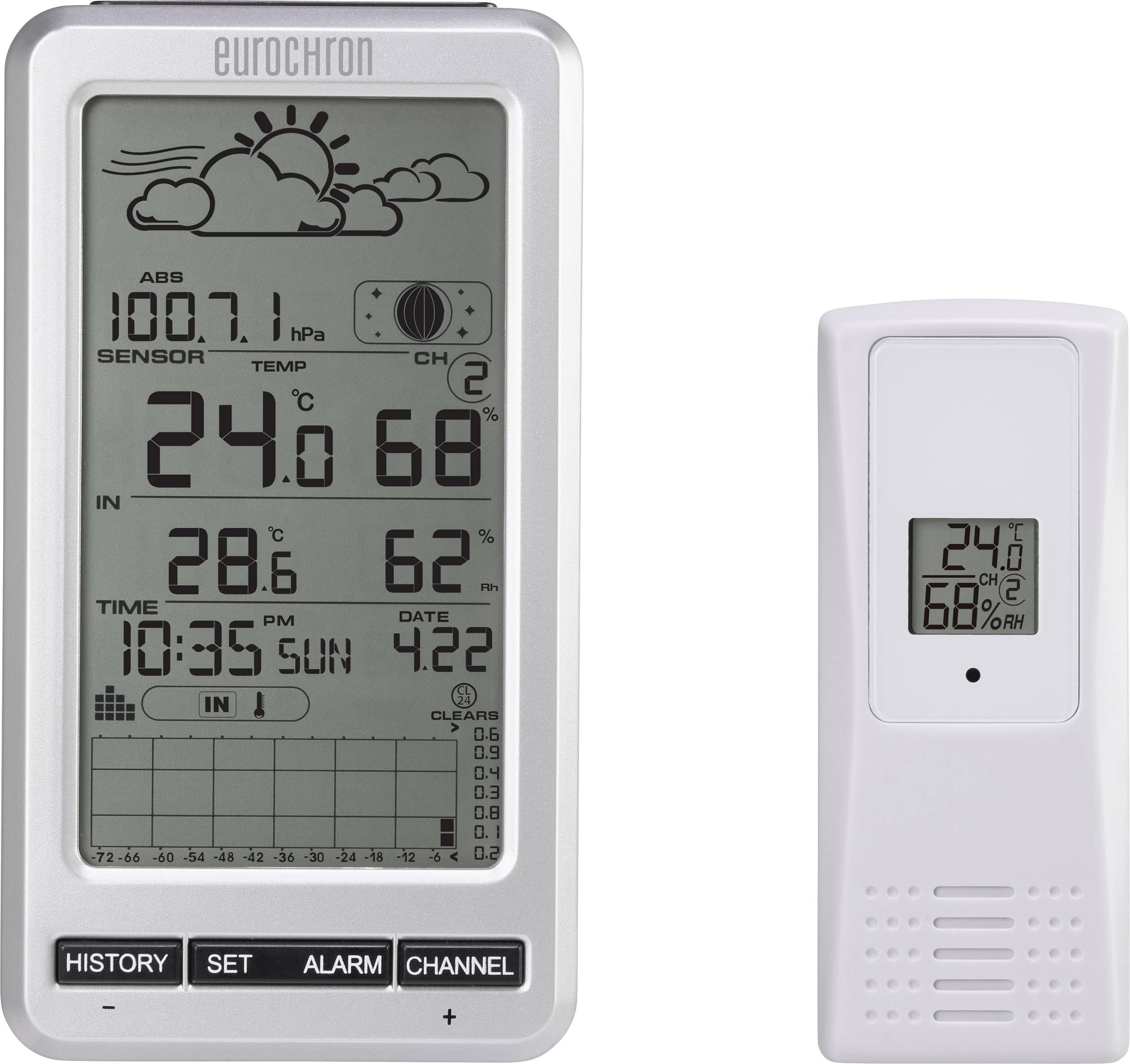 Eurochron EFWS5008 EC-3325732 Funk-Wetterstation Vorhersage für 2 Tage Anzahl Sensoren max. 8 St.