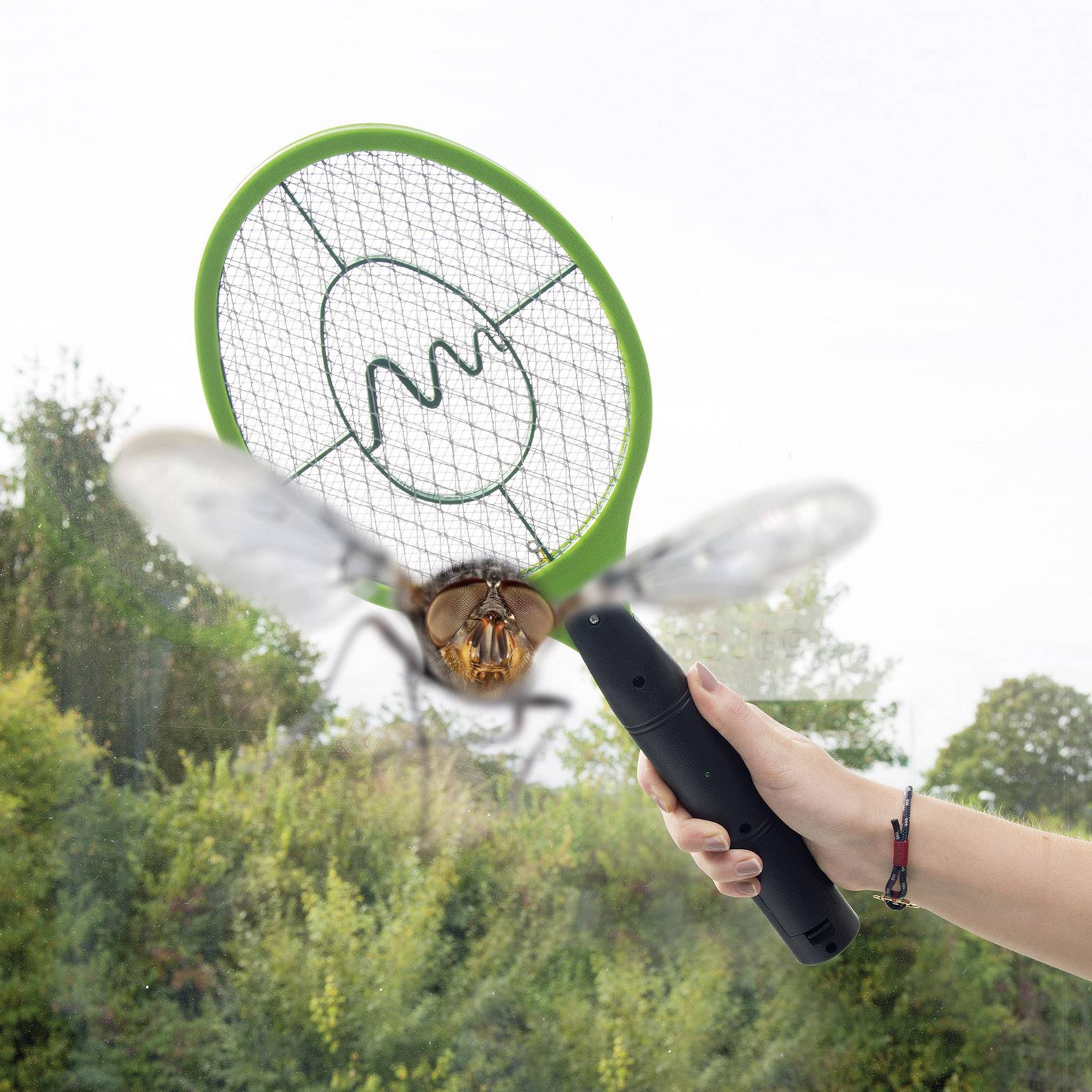 Gardigo Fly Swatter Bzzz 25154 Fliegenklatsche Stromgitter (L x B x H) 460 x 185 x 35 mm Schwarz, Grün 1 St.