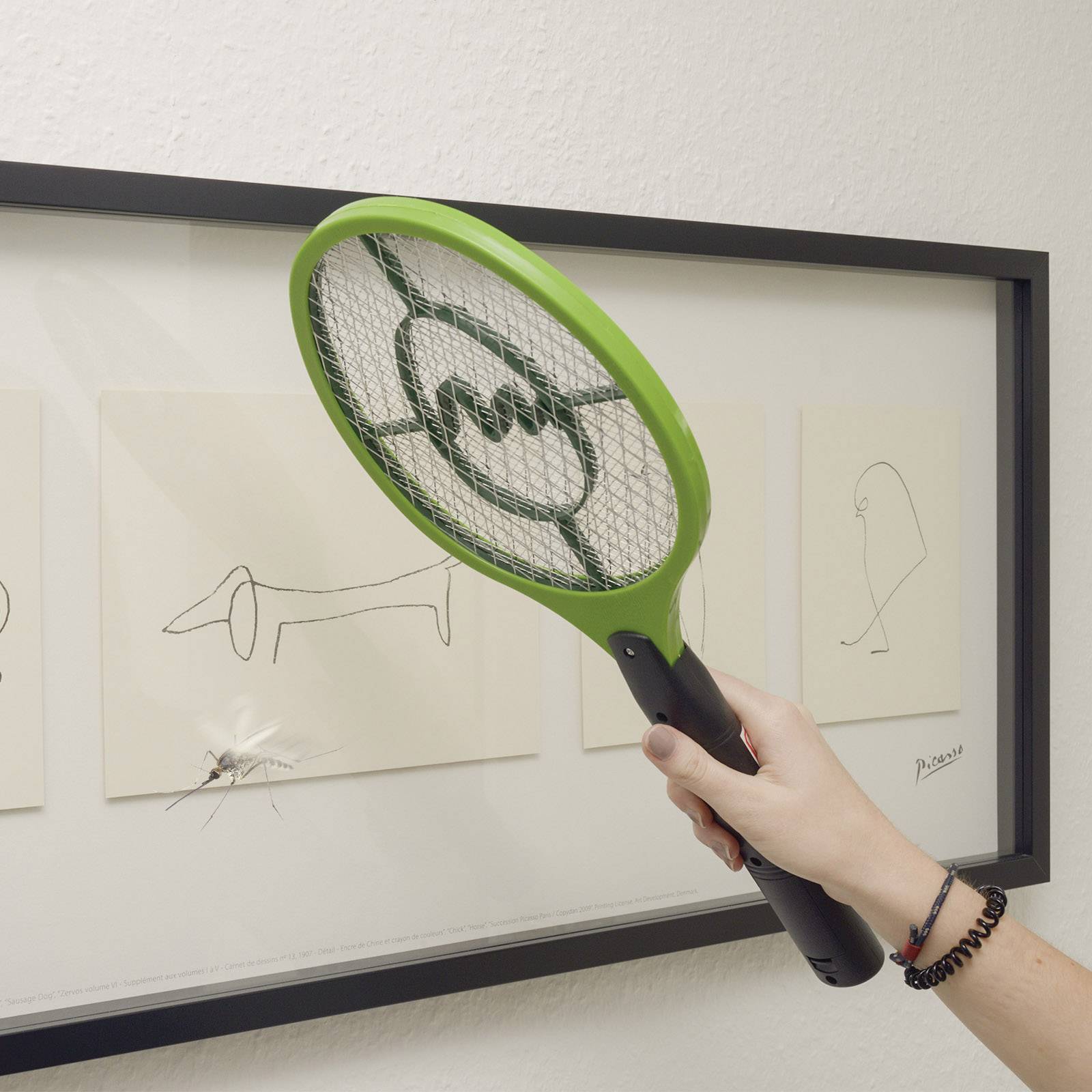 Gardigo Fly Swatter Bzzz 25154 Fliegenklatsche Stromgitter (L x B x H) 460 x 185 x 35 mm Schwarz, Grün 1 St.