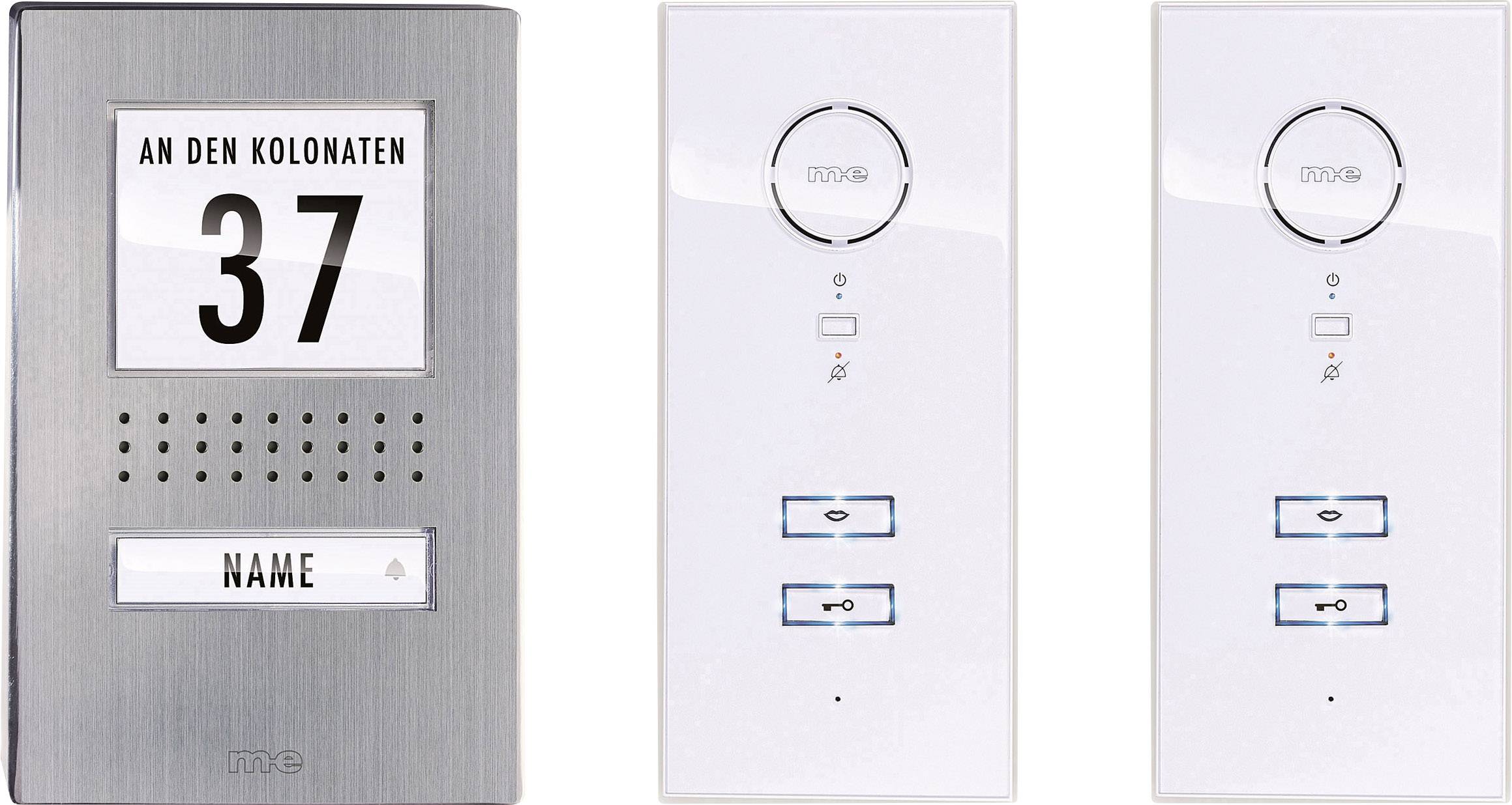 M-e modern-electronics ADV 112 WW Audio Vistadoor Türsprechanlage Kabelgebunden Komplett-Set 1 Familienhaus Edelstahl, Weiß