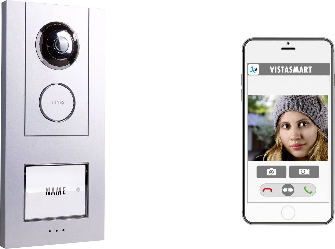 M-e modern-electronics 41023 IP-Video-Türsprechanlage LAN, WLAN Außeneinheit, Netzteil 1 Familienhaus Silber