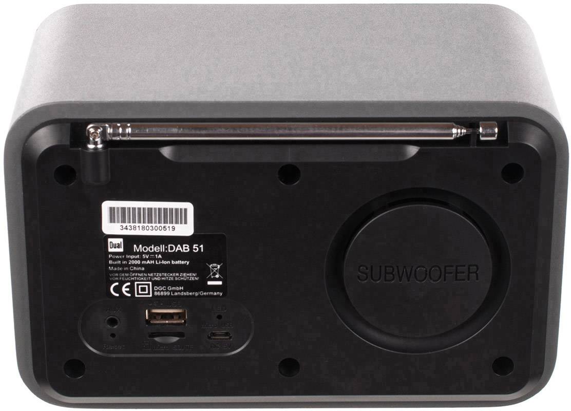 Dual DAB 51 Tischradio DAB+, UKW AUX, Bluetooth®, SD, USB Grau