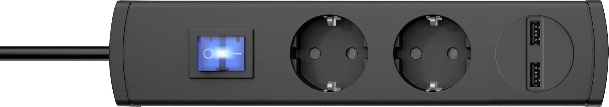 Kopp 233505000 Steckdosenleiste mit Schalter 2fach Anthrazit Schutzkontakt 1 St.