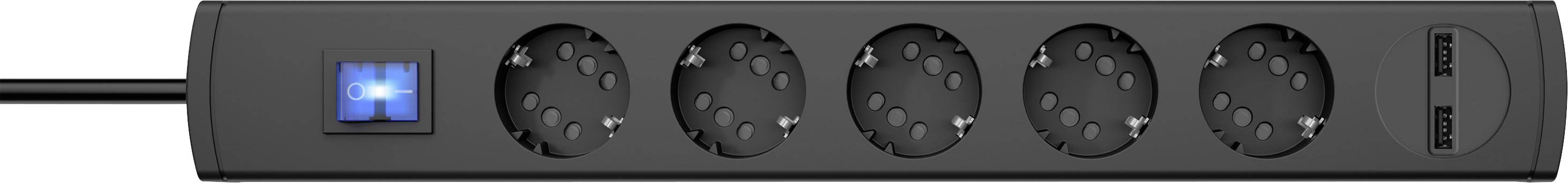 Kopp 234905003 Steckdosenleiste mit Schalter 5fach Anthrazit Schutzkontakt 1St.