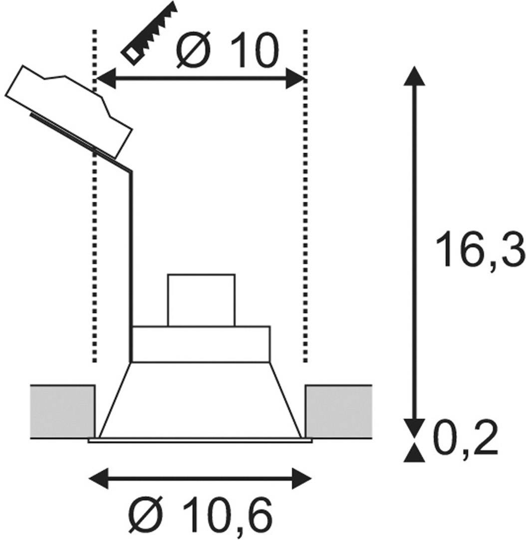 SLV 113160 Horn-O Einbauleuchte LED GU10 50W Schwarz (matt)