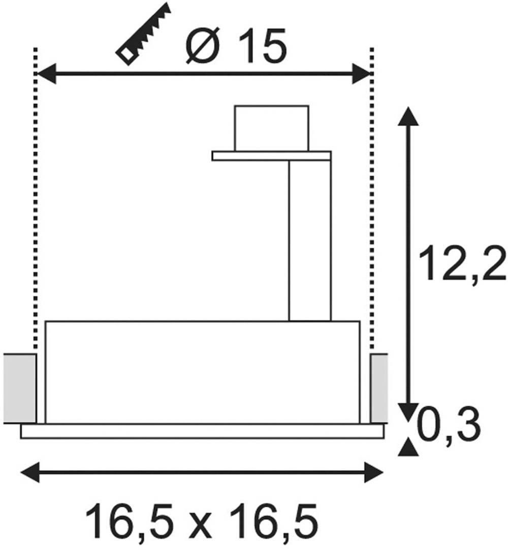 SLV 113830 New Tria 1 Einbauleuchte Halogen, LED GU10 75W Schwarz (matt)