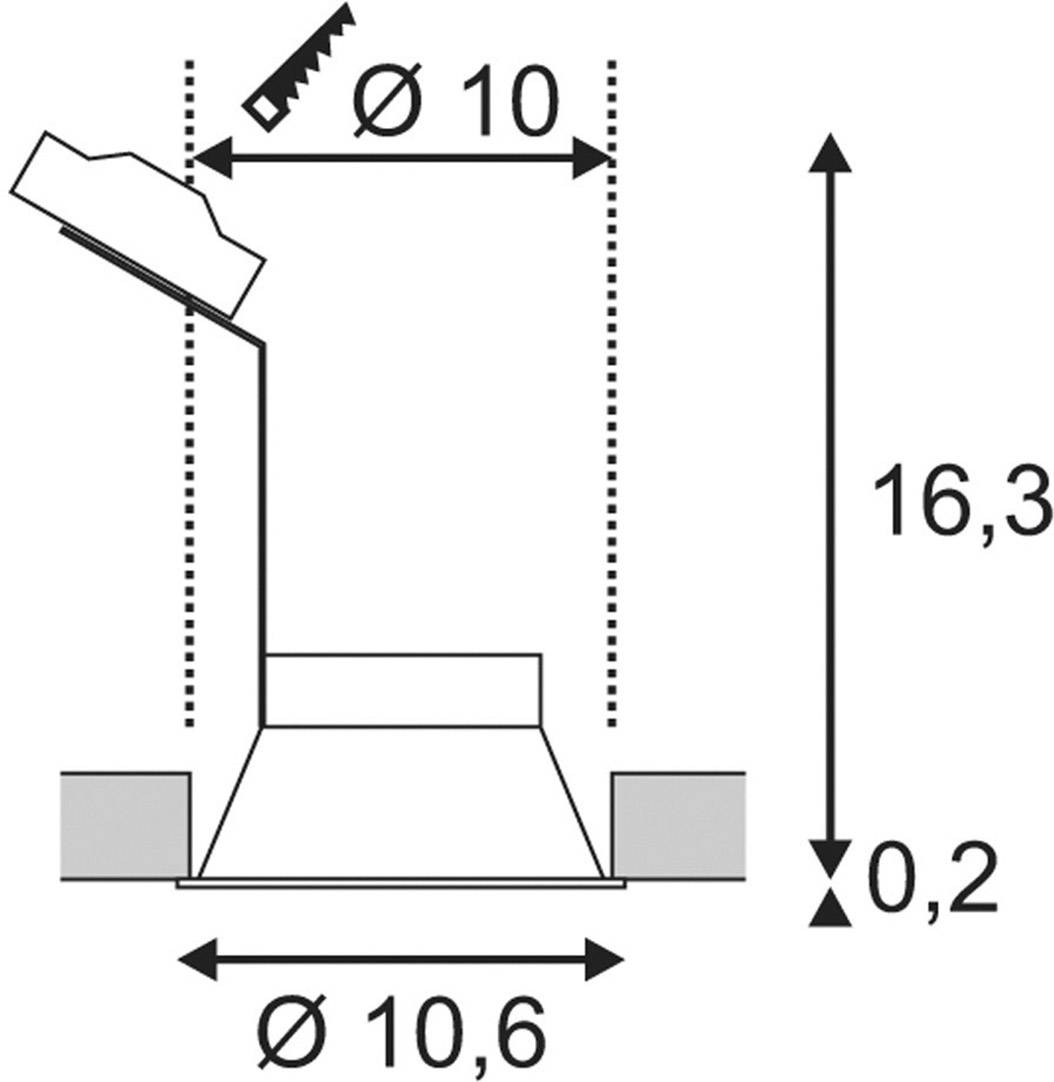 SLV 113140 Horn-T Einbauleuchte LED GU10 50W Schwarz (matt)