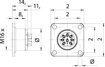 Binder 09 0128 370 07 Miniatur-RundsteckverFlanschbuchse Gesamtpolzahl: 7 1St.