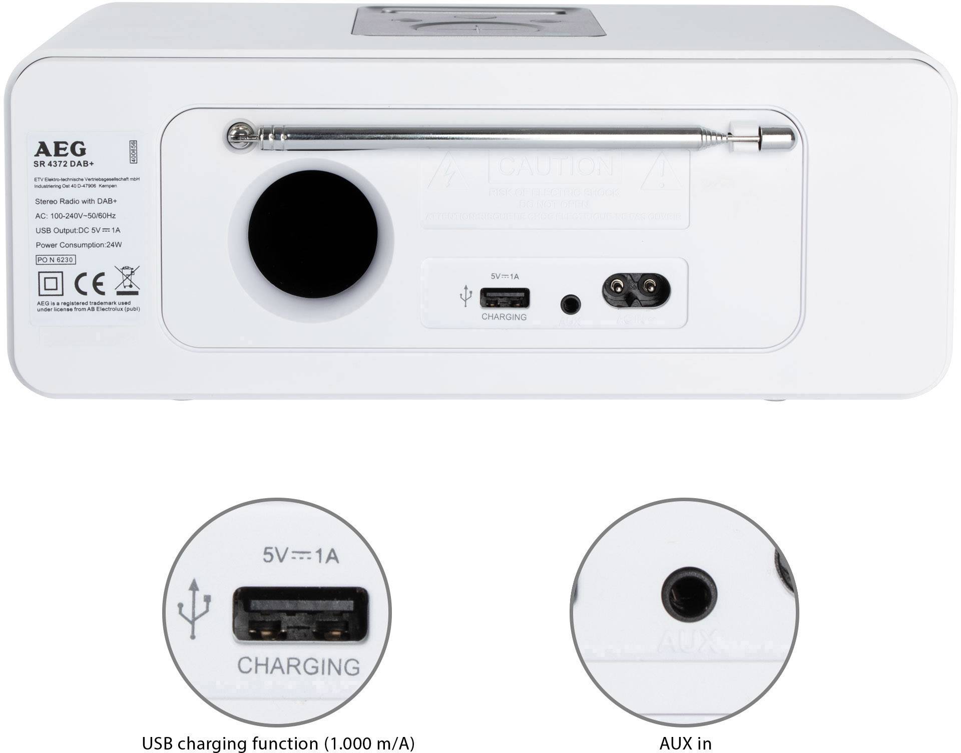 AEG SR 4372 Radiowecker UKW Weiß