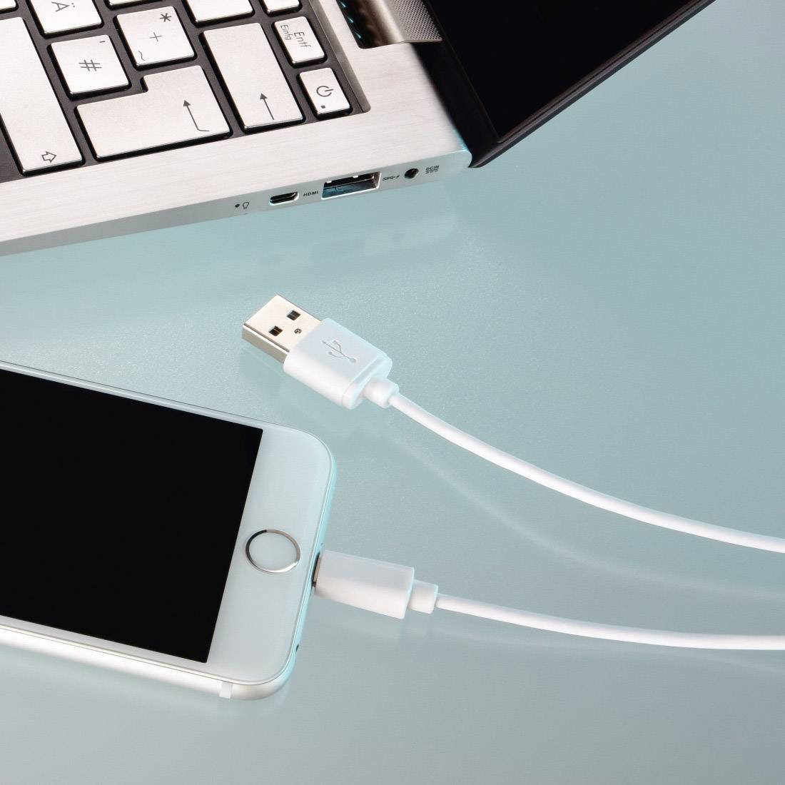 Hama Apple iPad/iPhone/iPod Anschlusskabel [1x USB 2.0 Stecker A - 1x Apple Lightning-Stecker] 1.00m Weiß