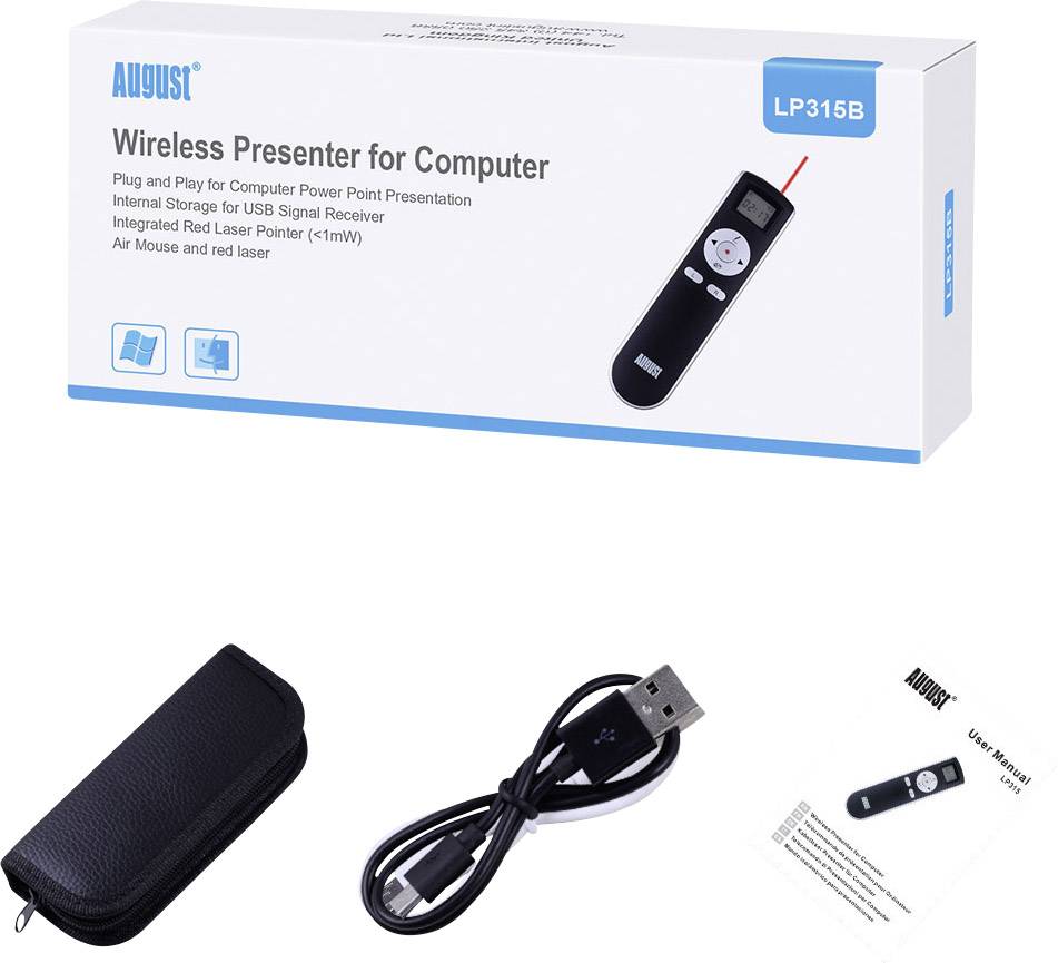 August LP315B Presenter inkl. Laserpointer, integriertes Display