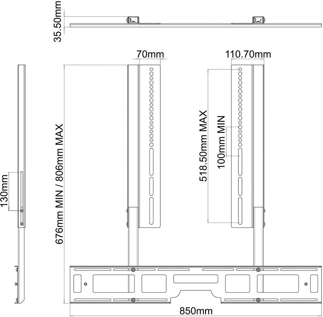 Flexson FLXPBTV1021 Soundbar-Halterung Starr Grau 1 St.