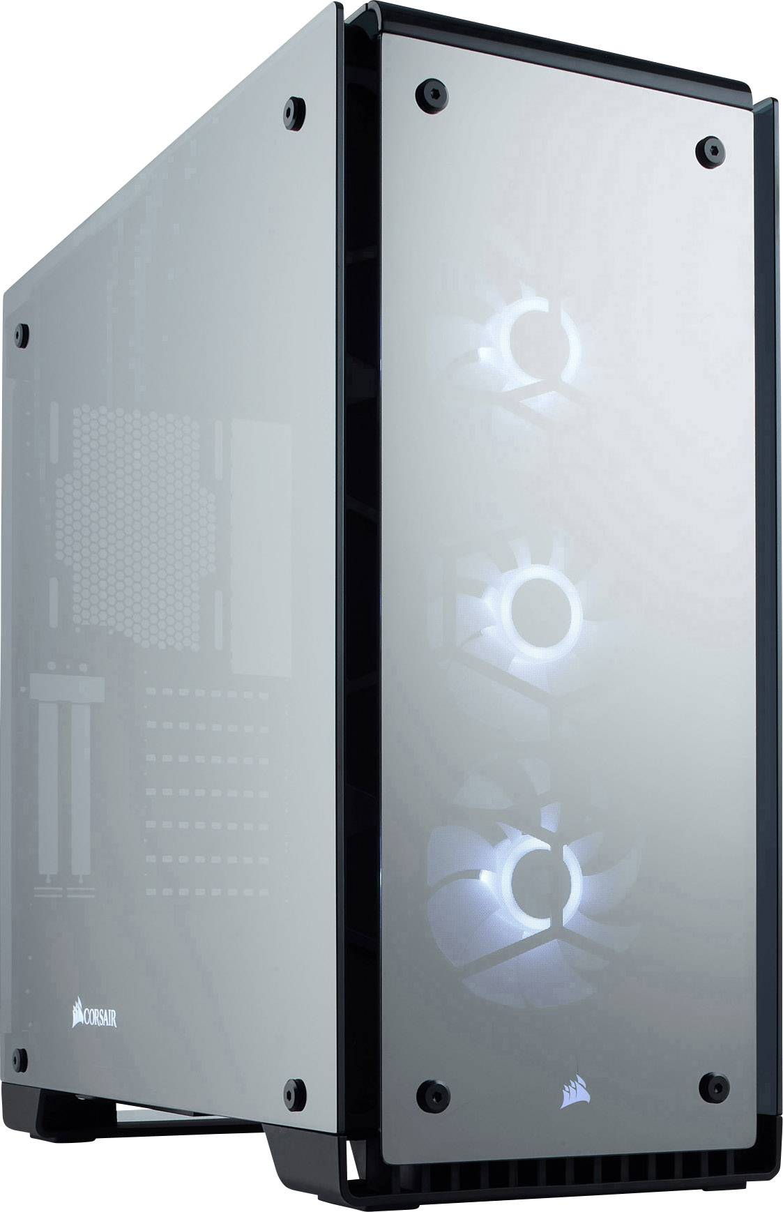 Corsair Crystal 570X RGB Mirror Black Tempered Glass Midi-Tower PC-Gehäuse Schwarz 3 Vorinstallierte LED Lüfter, Staubfilter