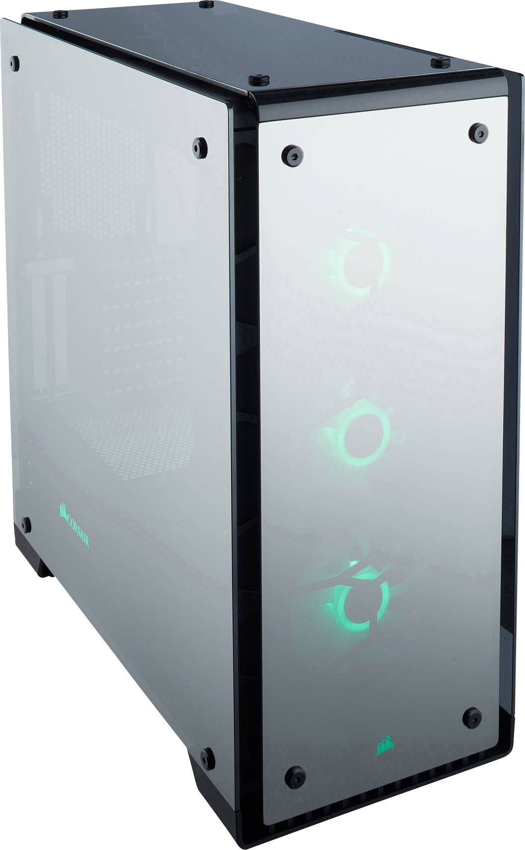Corsair Crystal 570X RGB Mirror Black Tempered Glass Midi-Tower PC-Gehäuse Schwarz 3 Vorinstallierte LED Lüfter, Staubfilter