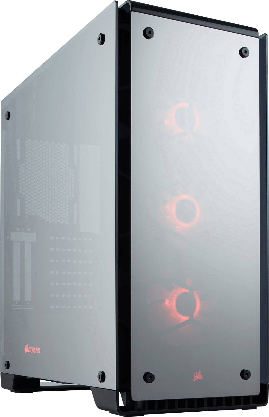 Corsair Crystal 570X RGB Mirror Black Tempered Glass Midi-Tower PC-Gehäuse Schwarz 3 Vorinstallierte LED Lüfter, Staubfilter