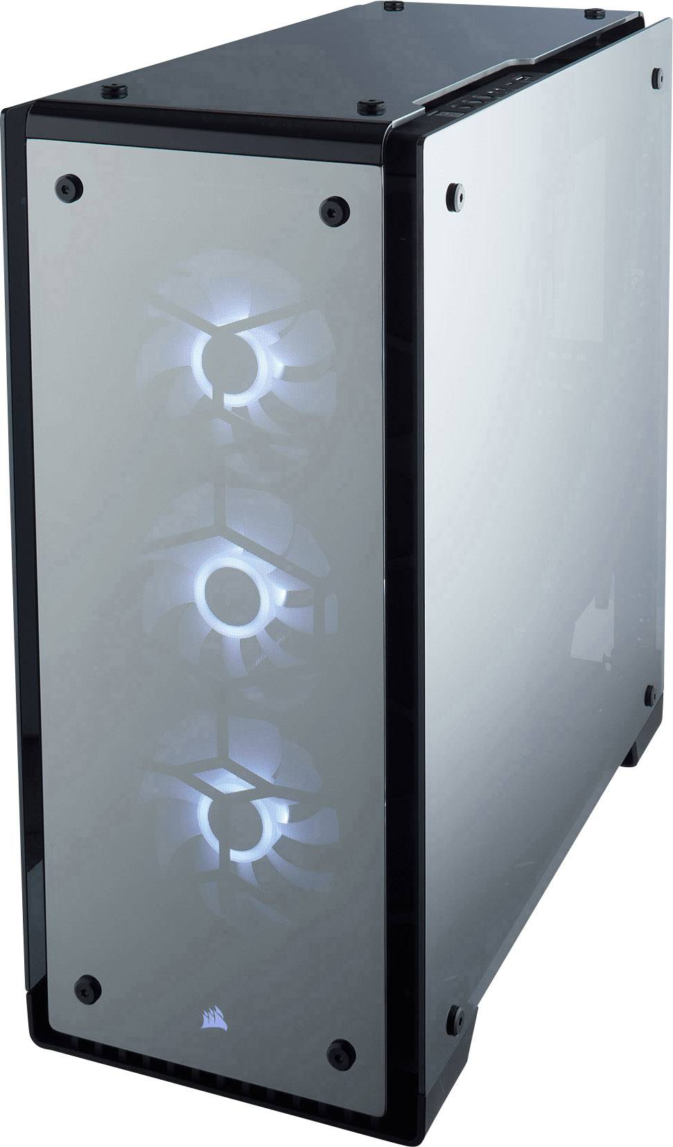 Corsair Crystal 570X RGB Mirror Black Tempered Glass Midi-Tower PC-Gehäuse Schwarz 3 Vorinstallierte LED Lüfter, Staubfilter