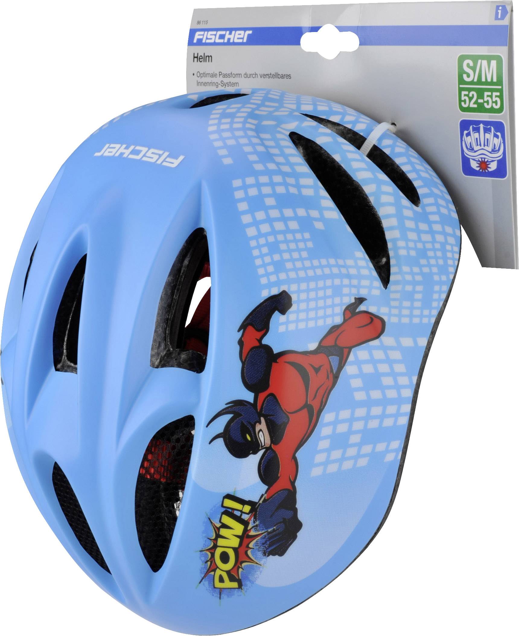 FISCHER FAHRRAD Kinder Comic S/M Kinder-Helm Blau Konfektionsgröße=M
