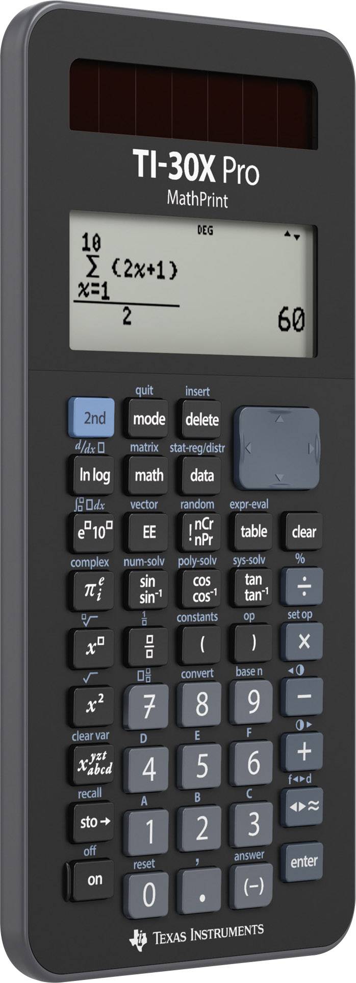 Texas Instruments TI-30X Pro MathPrint Schulrechner Schwarz Display (Stellen): 16 batteriebetrieben, solarbetrieben