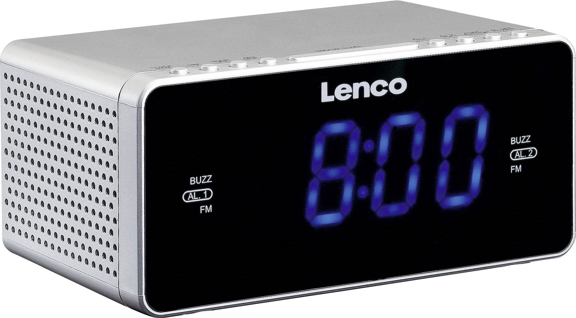 Lenco CR-520 Radiowecker UKW AUX, USB  Akku-Ladefunktion Silber