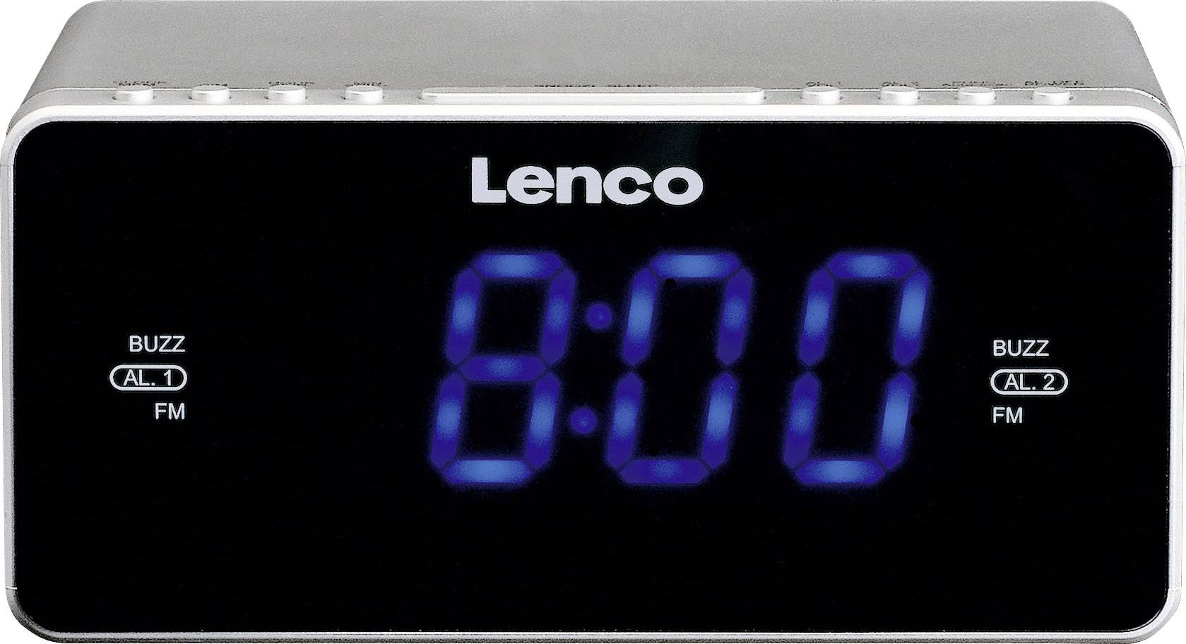 Lenco CR-520 Radiowecker UKW AUX, USB  Akku-Ladefunktion Silber