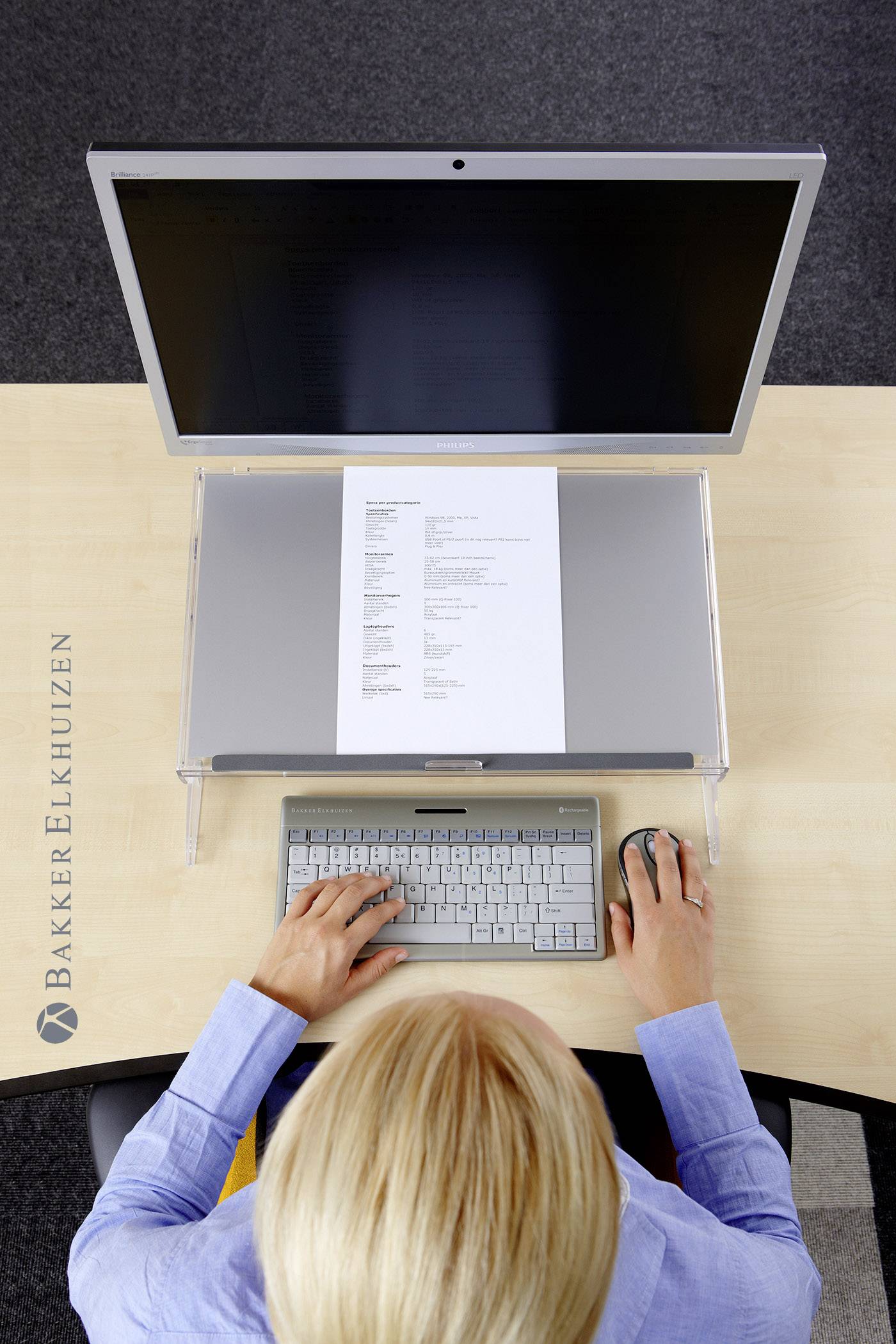 BakkerElkhuizen BNEFDESK640 Dokumentenhalter Transparent (B x H x T) 520 x 390 x 170 mm