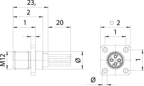 Binder 09 0631 070 04 Miniatur-RundsteckverFlanschstecker Gesamtpolzahl: 4 1St.