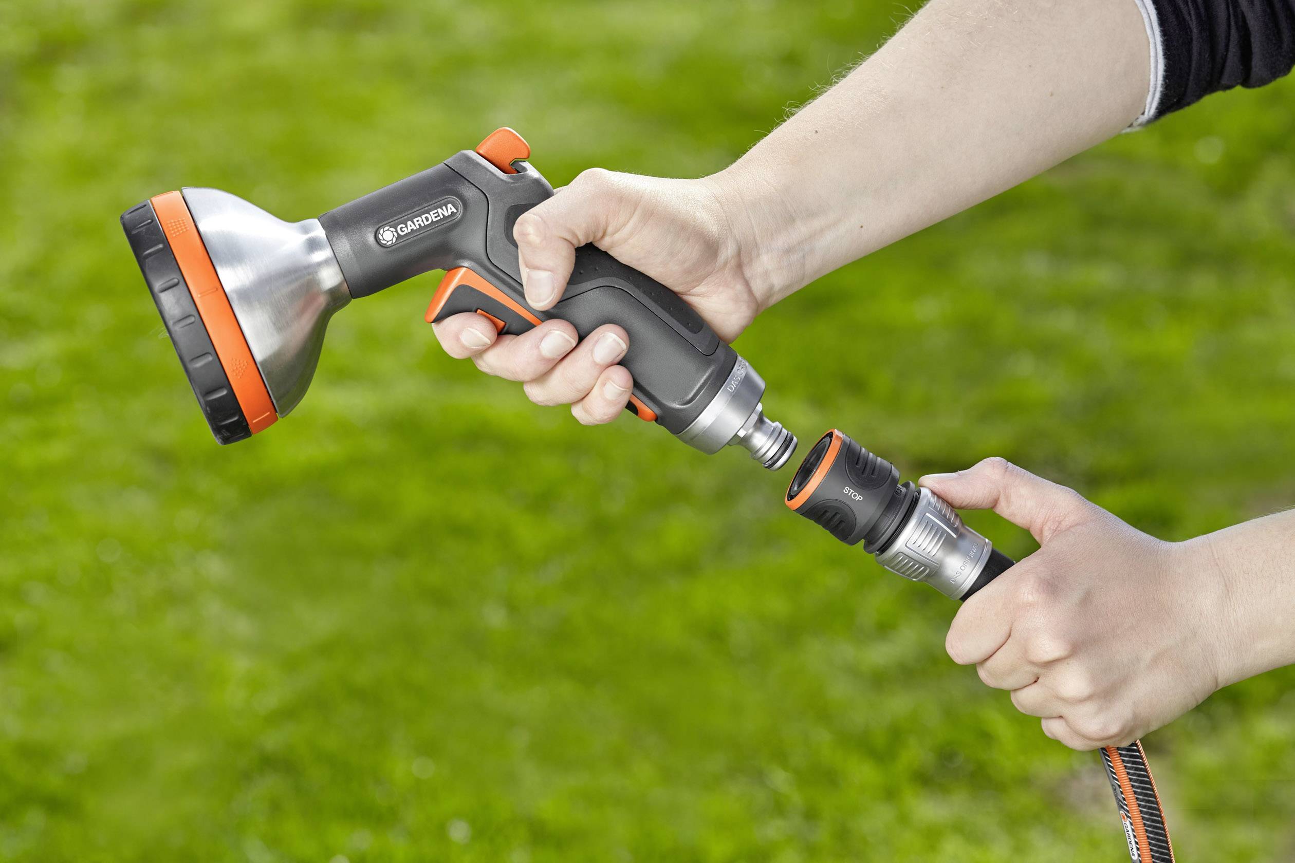 GARDENA 18253-50 Premium Kunststoff Regulierstop Steckkupplung, 13 mm (1/2") - 15 mm (5/8") Wasserstop