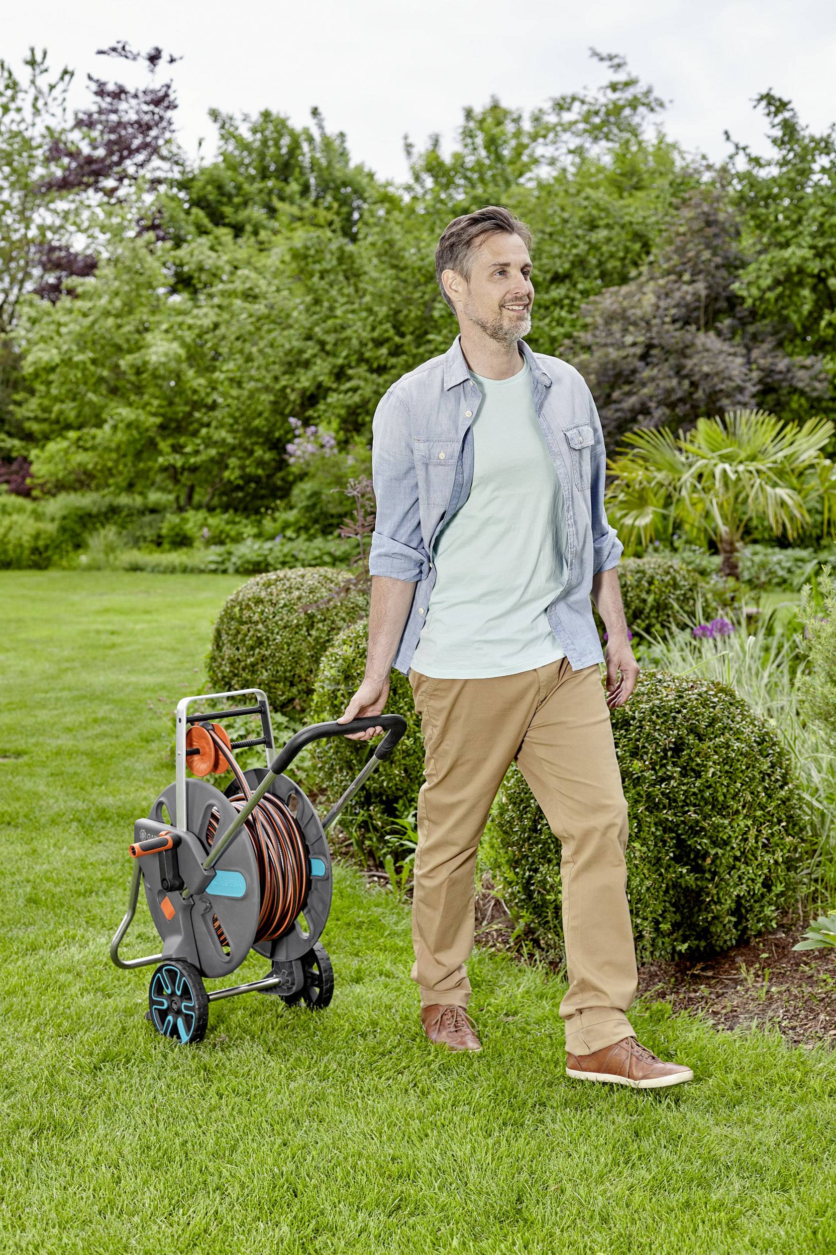 GARDENA 18520-20 Schlauchwagen CleverRoll L Easy Schlauchwagen 1 St. Grau, Türkis, Orange