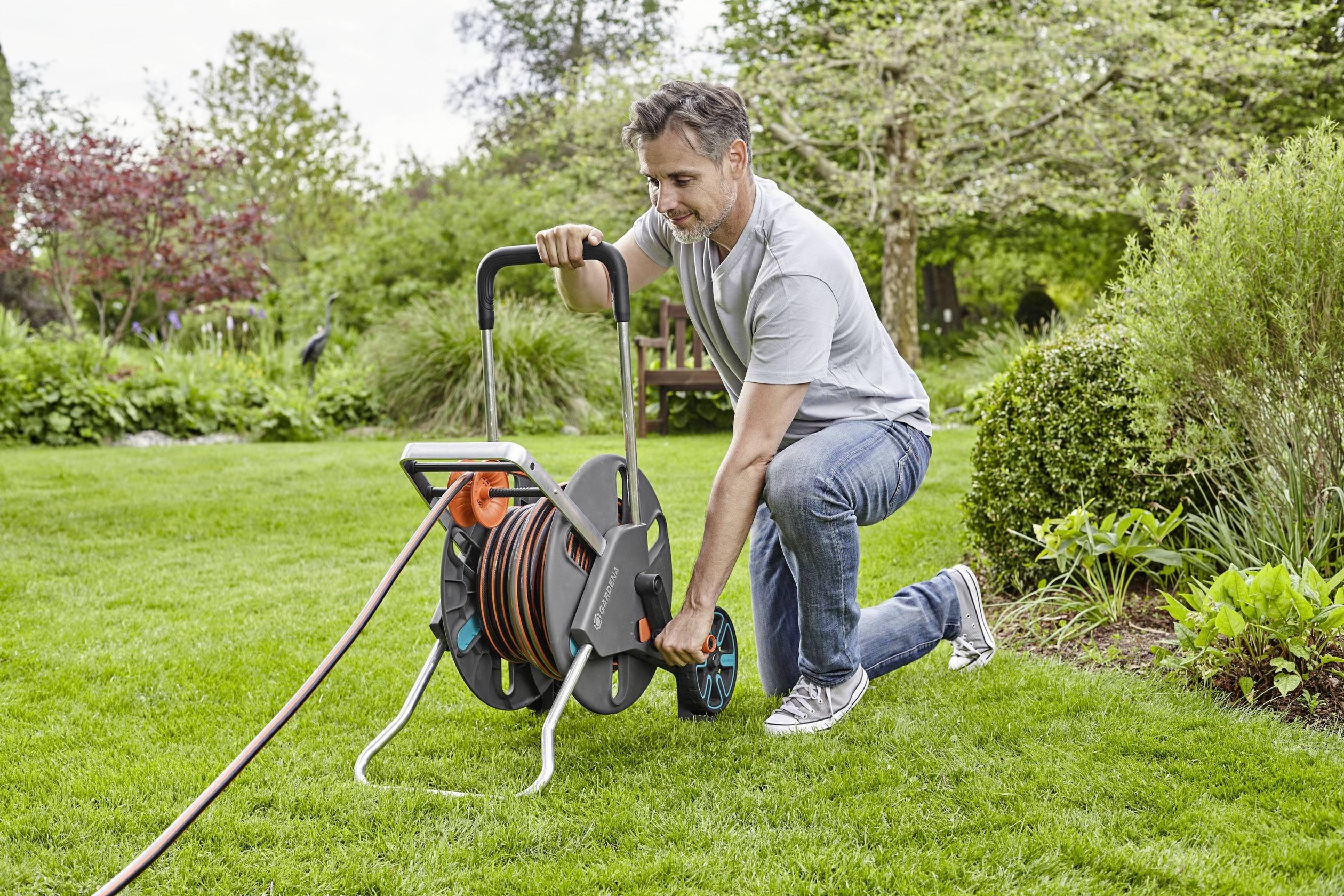 GARDENA 18520-20 Schlauchwagen CleverRoll L Easy Schlauchwagen 1 St. Grau, Türkis, Orange