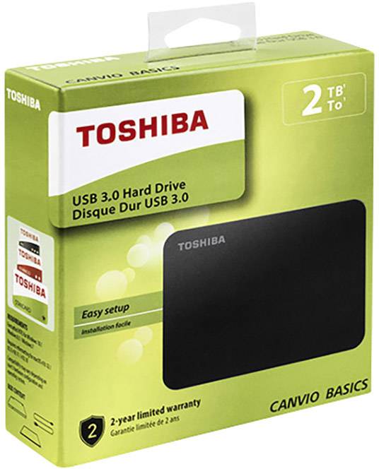 Toshiba Canvio Basics 2 TB Externe Festplatte 6.35 cm (2.5 Zoll) USB-A (USB 3.2 Gen 1) Matt Schwarz HDTB420EK3AA