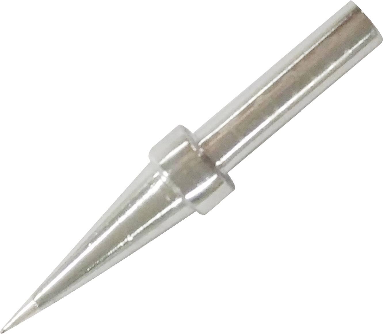 Lötkolbenspitze aus Metall mit konischer Form und glänzender Oberfläche. Geeignet für präzise Lötarbeiten in Elektronikprojekten.