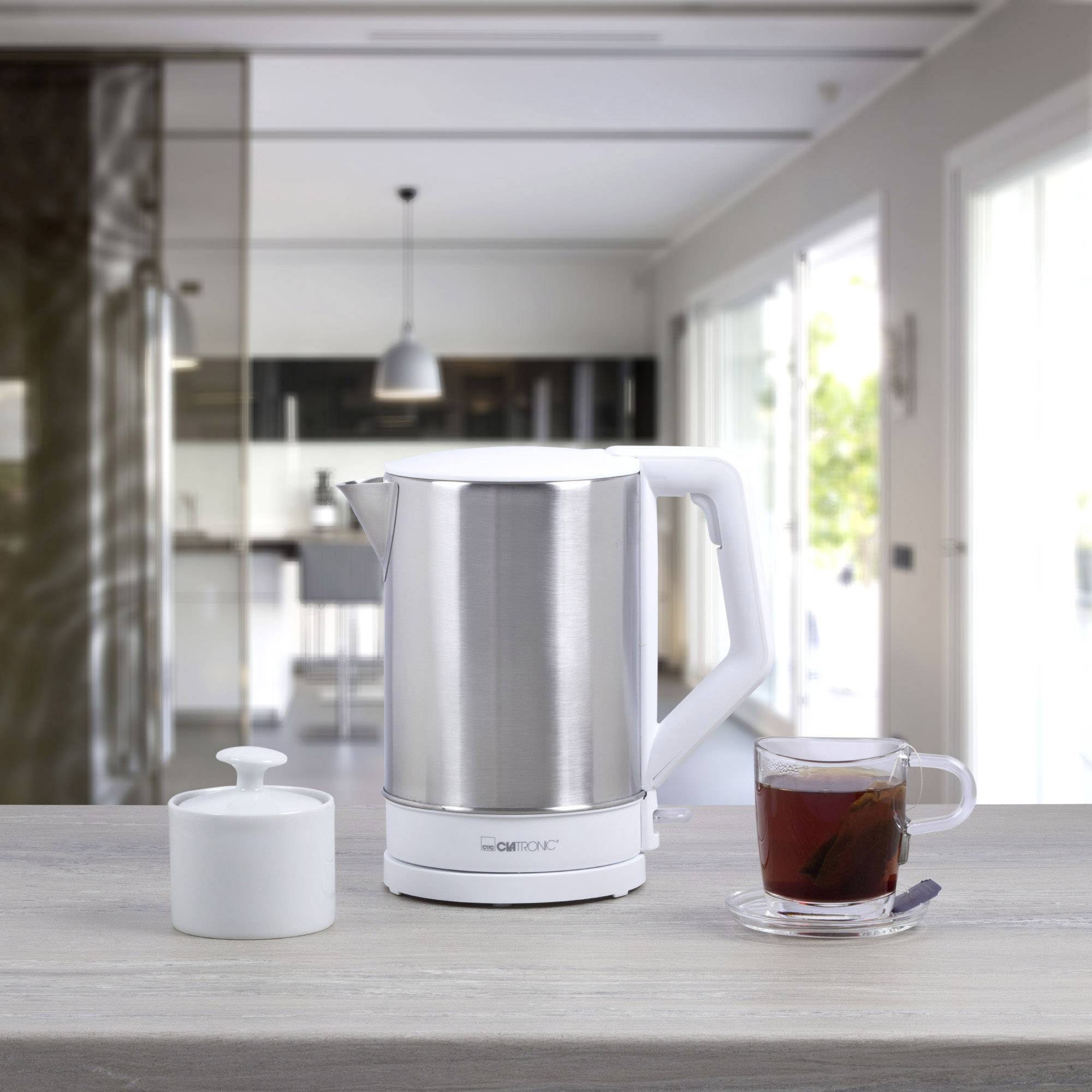 Clatronic WKS 3692 weiss Wasserkocher Edelstahl, Weiß Fassungsvermögen: 1.5l