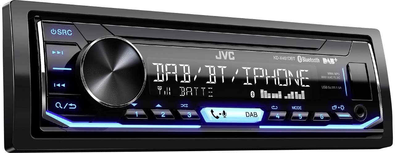 JVC KD-X451DBT Autoradio DAB+ Tuner, inkl. DAB-Antenne, Bluetooth®-Freisprecheinrichtung, Anschluss für Lenkradfernbedienung