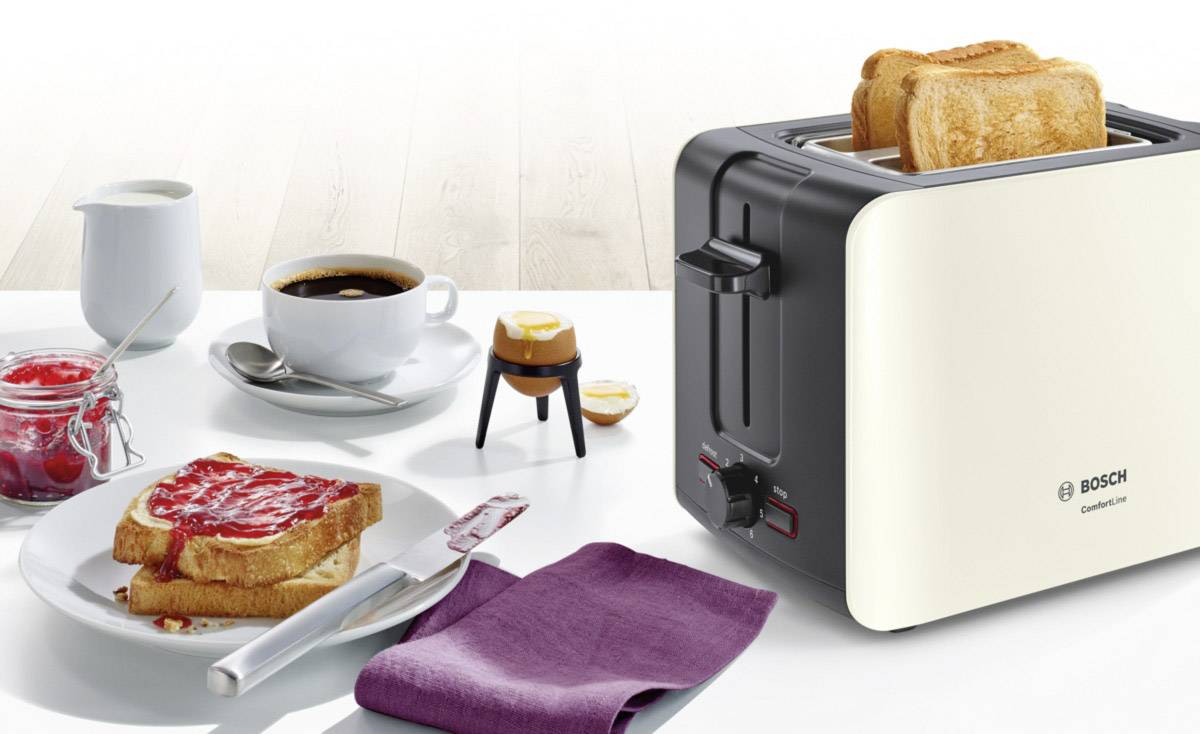 Bosch Haushalt Comfort Line Toaster mit Brötchenaufsatz Creme