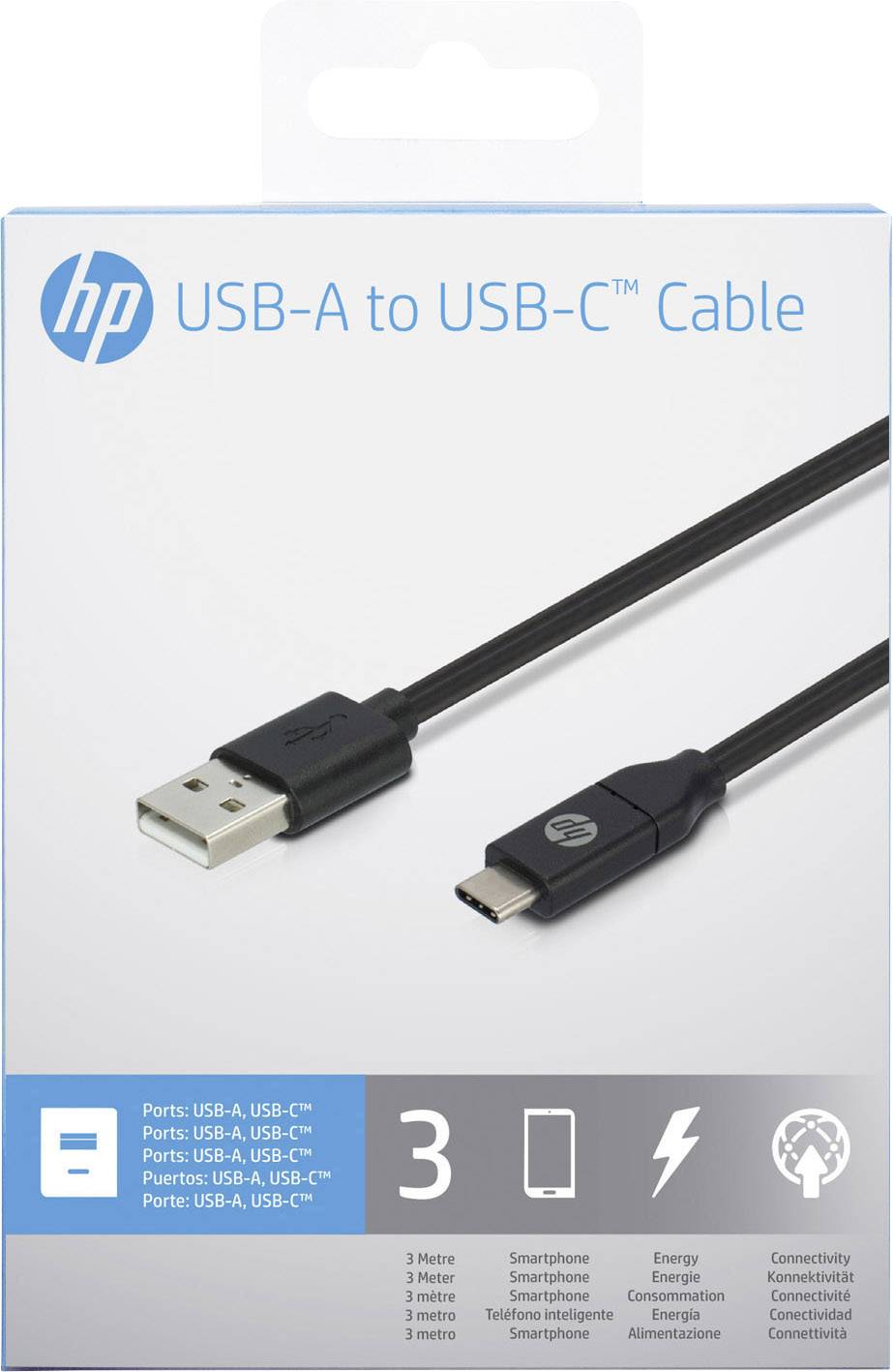 HP USB-Kabel USB 2.0 USB-A Stecker, USB-C™ Stecker 3.00 m Schwarz